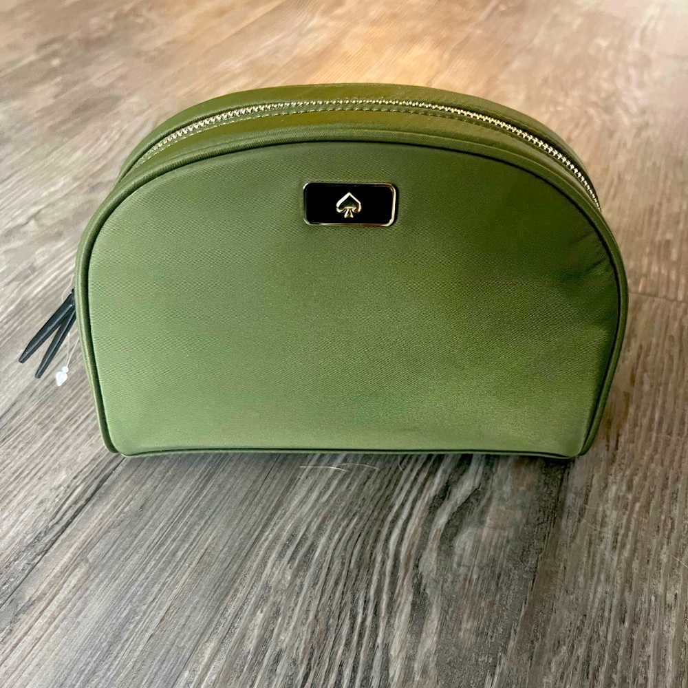 Kate Spade nylon olive green makeup/accessories bag. Brand new, never used.